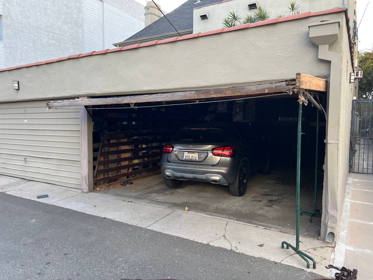 One-piece garage door conversion before work in Beverly Hills